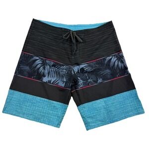 Burnside Men's Board Shorts‎ Size 38 Black Blue Surfer Preppy